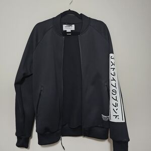 Adidas Jacket with Ribbed Cuffs and Japanese Text
